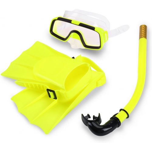  Yosoo Kinder Schwimmen Tauchen Set Tauchen Silikon Flossen + Schnorchel Scuba Brillen Taucherbrille + Maske Schnorchel Silikon Set fuer 3 - 6 Jahr Kind EU-Groesse: 25-30