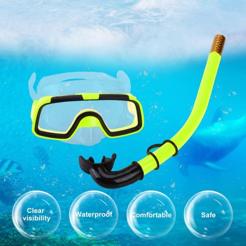  Yosoo Kinder Schwimmen Tauchen Set Tauchen Silikon Flossen + Schnorchel Scuba Brillen Taucherbrille + Maske Schnorchel Silikon Set fuer 3 - 6 Jahr Kind EU-Groesse: 25-30