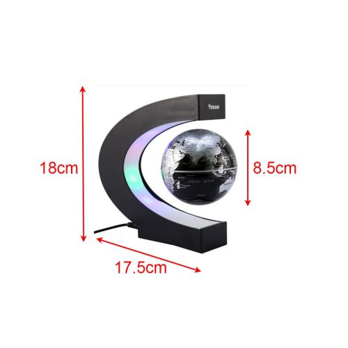  [아마존 핫딜]  [아마존핫딜]Yosoo Magnetische Schweben Floaten Weltkarte Globus, 8 Rotierende Erde Globus Kugel mit Led Display Stuetze - Geografie Bildungs Kinderspielzeug Geschenk fuer Kind (C-form)