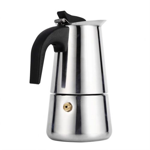  Yosoo Coffee Maker, Stainless Steel Moka Coffee Pot Stovetop Espresso Latte Maker Percolator Stove Top Filter Coffee Maker Pot Easy Clean (100ML 2 Cup)