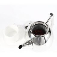 Yosoo Teekanne Edelstahl Kaffeemaschine in Silber mit Filter Aufbruehen Hohe Kapazitat, edelstahl, 1 l