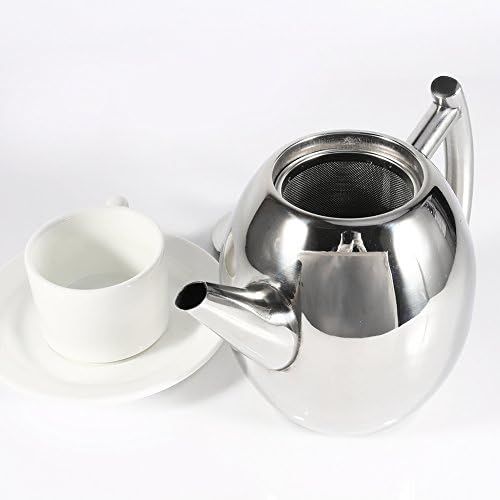  Yosoo Teekanne Edelstahl Kaffeemaschine in Silber mit Filter Aufbruehen Hohe Kapazitat, edelstahl, 1 l