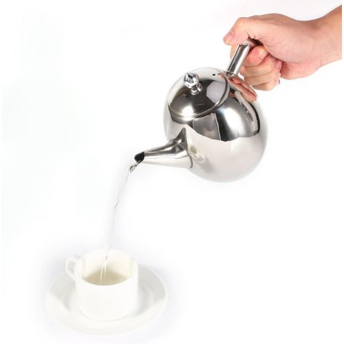  Yosoo Teekanne Edelstahl Kaffeemaschine in Silber mit Filter Aufbruehen Hohe Kapazitat, edelstahl, 1 l