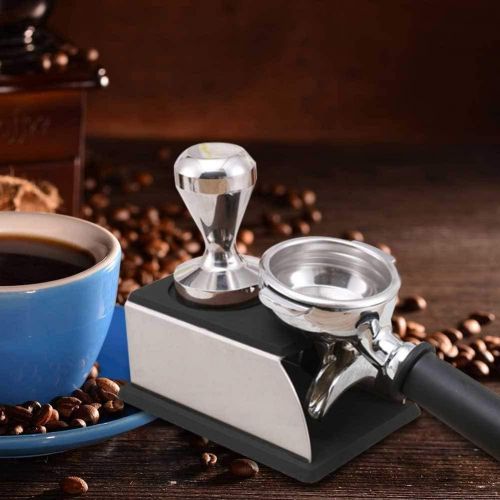  Yosoo Stainless Steel Coffee Tamper Stand,Coffee Powder Maker Rack Silicone Tamping Mat,Coffee Tampers Tool Accessory,Black