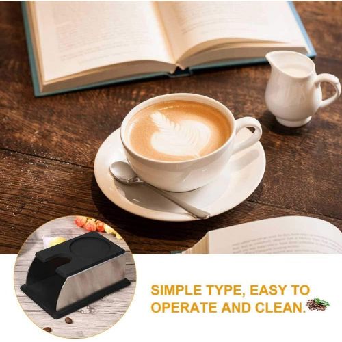  Yosoo Stainless Steel Coffee Tamper Stand,Coffee Powder Maker Rack Silicone Tamping Mat,Coffee Tampers Tool Accessory,Black