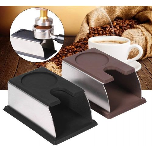  Yosoo Stainless Steel Coffee Tamper Stand,Coffee Powder Maker Rack Silicone Tamping Mat,Coffee Tampers Tool Accessory,Black