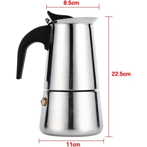  Yosoo Coffee Maker, Stainless Steel Moka Coffee Pot Stovetop Latte Maker Percolator Stove Top Filter Coffee Maker Pot Easy Clean (450ML 9 Cup)