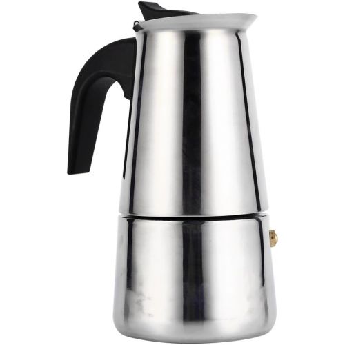  Yosoo Stainless Steel Press Coffee Maker, Double Walled Insulated Coffee & Tea Brewer Pot & Maker, Stainless Steel Percolator Moka Pot Espresso Coffee Maker Stove Home Office Use (200ml)