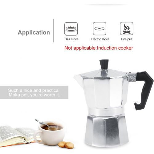  Yosoo Moka Pot Aluminum Italian Type Moka Pot Espresso Maker with Handle Suitable for Ceramic Stovetops Home Office Use (450ML 9cups)