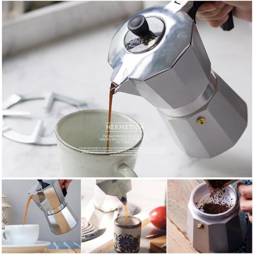  Yosoo Moka Pot Aluminum Italian Type Moka Pot Espresso Maker with Handle Suitable for Ceramic Stovetops Home Office Use (450ML 9cups)