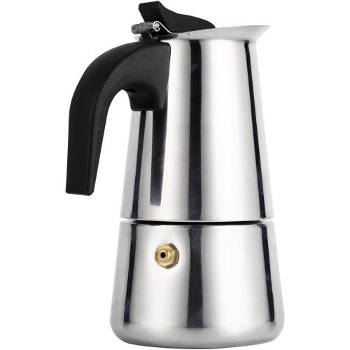  Yosoo Stainless Steel Press Coffee Maker, Double Walled Insulated Coffee & Tea Brewer Pot & Maker, Stainless Steel Percolator Moka Pot Espresso Coffee Maker Stove Home Office Use (200ml)