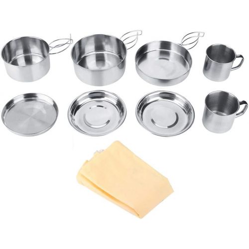  Yosooo 8Pcs Stainless Steel Camping Cookware Picnic Camp Cooking Utensils Set for Outdoor Hiking Backpacking Use