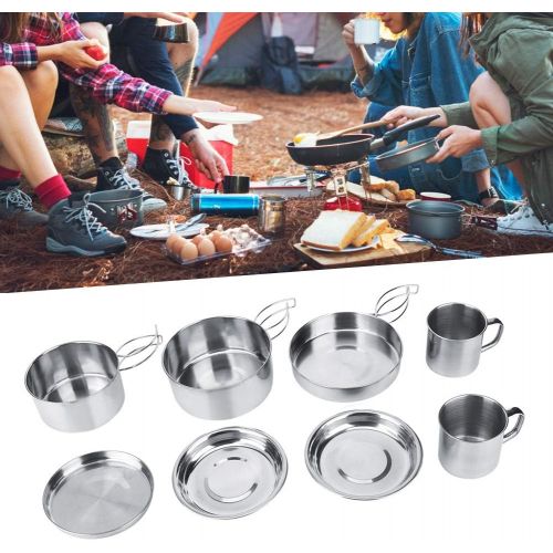  Yosooo 8Pcs Stainless Steel Camping Cookware Picnic Camp Cooking Utensils Set for Outdoor Hiking Backpacking Use