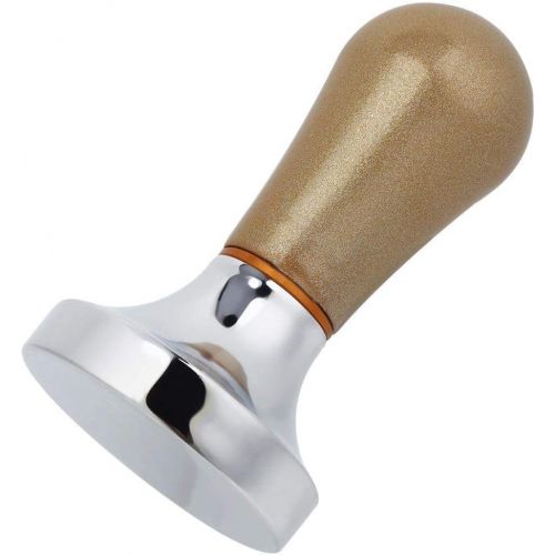  Yosooo 57mm Aluminum Coffee Tamper with Grip Handle, Flat Espresso Tamper Machine Coffee Bean Press Tool for Coffee Maker(Gold)