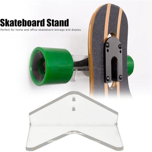  Yosoo Wall Skateboard Holder, Skateboard Display Rack Stand, Transparent Acrylic Wall Mount Hanger Holder for Shortboard, Street Board