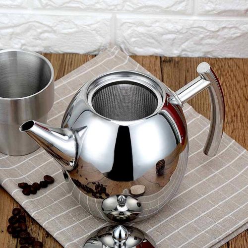  [아마존베스트]Yosoo Teapot Silver Coffee Pot Stainless Steel with Filter Egg Large Capacity 1 L Silver/Black