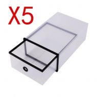 Yosoo 5-Pack Transparent Stackable Shoe Storage Boxes, Multifunction Plastic Foldable Shoe Boxes Storage Organiser DIY Shoe Drawers Home Storage, 11”x8”x5” (Black)