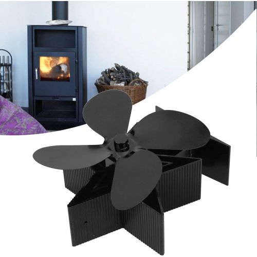  Yosoo Heat Powered Wood Stove Fan, 4 Blades Thermal Stove Fan Wood/Log Fan Eco Friendly Heat Circulation for Wood Log Fireplace Heat Distribution(Black)