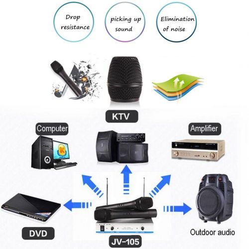  Yosoo- Hi-Fi Wireless Microphone System Anti-interference Dual Wireless Microphone System for KTV(US Plug)