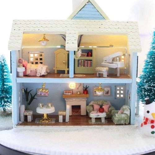  Yosooo Dollhouse Miniature DIY Handcraft Buildings Mini House Kit with LED Lights Birthday Gifts Home Decoration