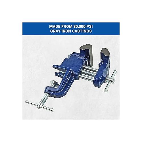  Yost Vises COV-3 Clamp-On Vise | 3 Inch Jaw Width Portable Vise | Made from Gray Iron Casting | Blue