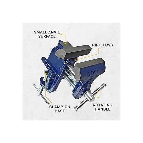  Yost Vises COV-3 Clamp-On Vise | 3 Inch Jaw Width Portable Vise | Made from Gray Iron Casting | Blue