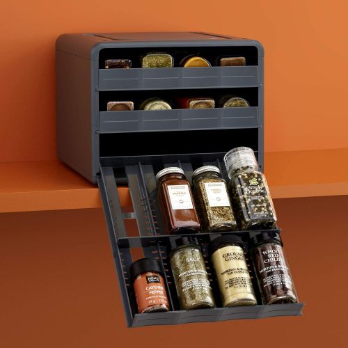  YouCopia SpiceStack Adjustable Spice Rack 24-Bottle Organizer, Granite