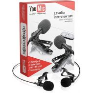 2 Dual Mini Lavalier Lapel Mics with Clip for Phone, iPhone Microphone for iOS, Android, PC, Laptop, Video, Vlogging