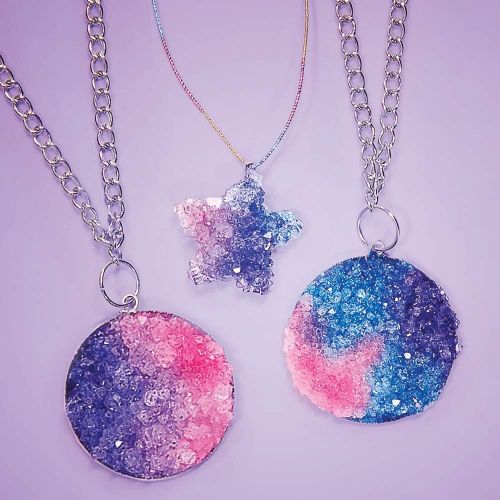  YouNiverse Crystal-Growing Jewelry by Horizon Group Usa, DIY Crystal Jewelry Making Kit, Pink Violet & Blue