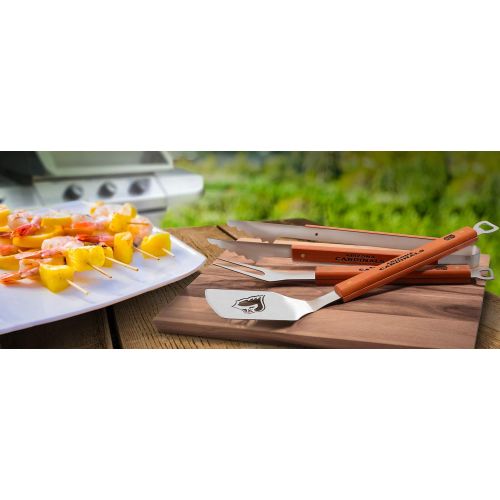  YouTheFan NFL Classic Series 3-Piece BBQ Grill Set: 18 Stainless Steel Sportula (Spatula), Fork & Tongs with 2 Bottle Openers