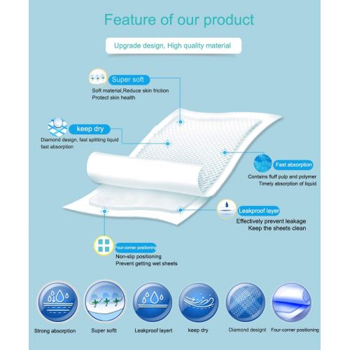  [아마존베스트]Youchoice Disposable Changing Pads Mats, Soft and Waterproof Leak-Proof Breathable Disposable Underpads for...