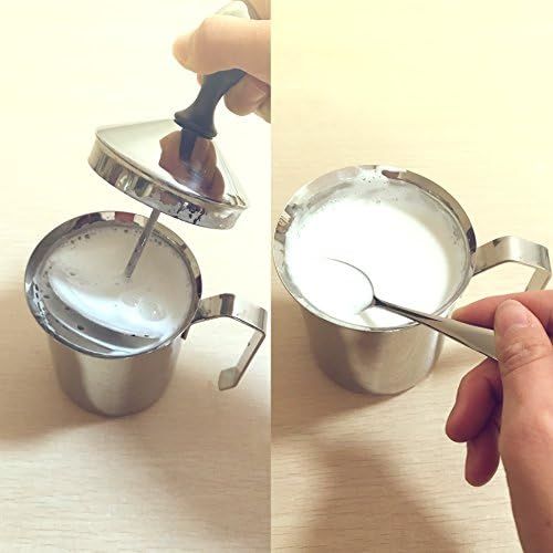  Youda Manuelle Milchaufschaumer, 400ml, SUS304, Milchaufschaumer Edelstahl Voll Verdickung Mit Doppel Mesh, Manuelle Betrieben Milch-Maker fuer Cappuccino und Kaffee Latte - FREIER