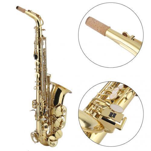  Youghalwell Sax Saxophone, Professional Golden EB Alto Sax Saxophone + Cork Grease Gloves+Strap+Cloth Instruments Parts Accessories