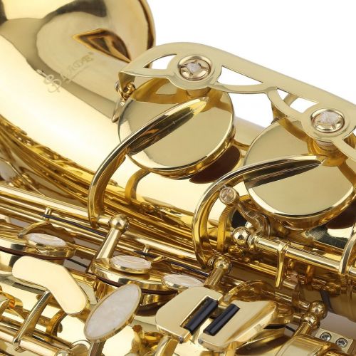  Youghalwell Sax Saxophone, Professional Golden EB Alto Sax Saxophone + Cork Grease Gloves+Strap+Cloth Instruments Parts Accessories