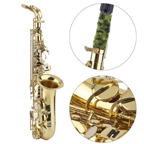  Youghalwell Sax Saxophone, Professional Golden EB Alto Sax Saxophone + Cork Grease Gloves+Strap+Cloth Instruments Parts Accessories