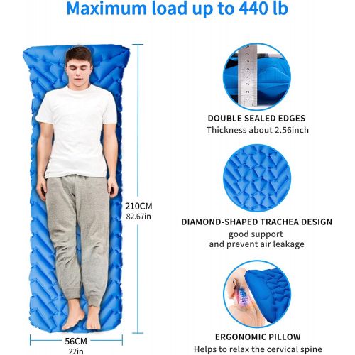  Youhashi Camping Sleeping Pad, Ultralight Sleeping Mat for Backpacking, Hiking Air Mattress - Extra Long, Lightweight, Inflatable & Compact Camp Sleep Mat, Inflating Camping Pads