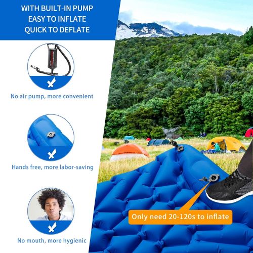  Youhashi Camping Sleeping Pad, Ultralight Sleeping Mat for Backpacking, Hiking Air Mattress - Extra Long, Lightweight, Inflatable & Compact Camp Sleep Mat, Inflating Camping Pads