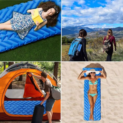  Youhashi Camping Sleeping Pad, Ultralight Sleeping Mat for Backpacking, Hiking Air Mattress - Extra Long, Lightweight, Inflatable & Compact Camp Sleep Mat, Inflating Camping Pads