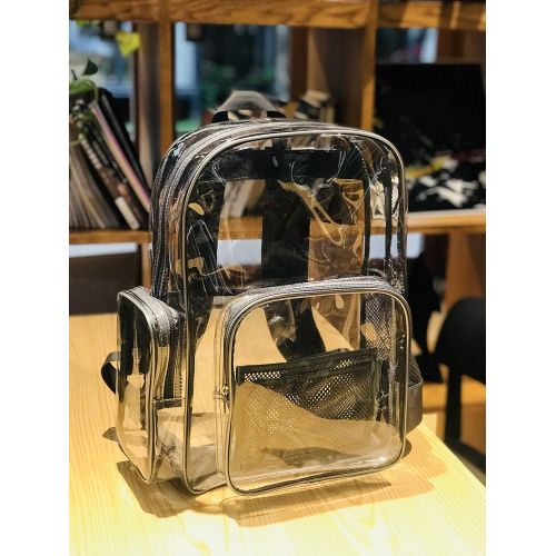  Youndcc Clear Backpack Transparent PVC Backpack School Backpack Outdoor Backpack, Waterproof/Lightweight/NFL Stadium Approved (Gray)