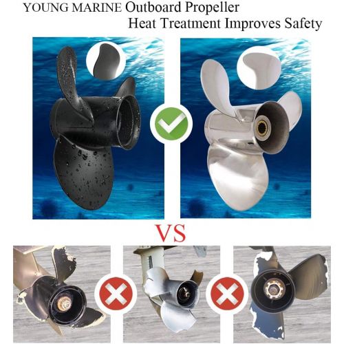  YOUNG MARINE OEM Grade Aluminum Outboard Propeller for Mercury Engines 253035404550556070HP (13 Spline Tooth)