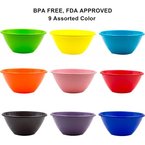  Youngever 32 Ounce Plastic Bowls, Large Cereal Bowls, Large Soup Bowls, Microwave Safe, Dishwasher Safe, Set of 9 in 9 Assorted Colors