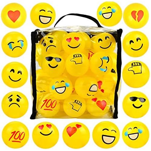  Youngever 60 Pack Pit Balls,Crush Proof Plastic Ball, Bright Colors Ball Pit, Fun and Educational (Yellow Emoji)