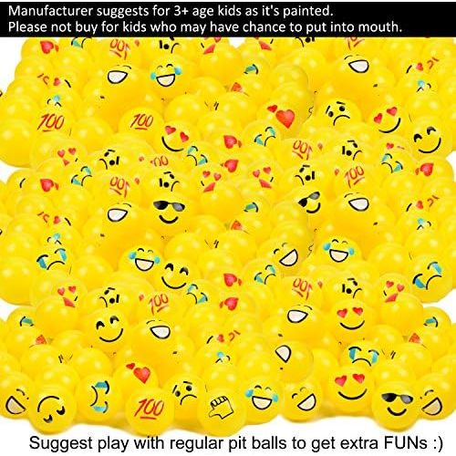  Youngever 60 Pack Pit Balls,Crush Proof Plastic Ball, Bright Colors Ball Pit, Fun and Educational (Yellow Emoji)