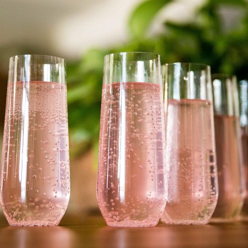  [아마존베스트]Youngever 15 pack Shatterproof Champagne Flute (7 Ounce), Plastic Champagne Flutes, Champagne Glasses, Recyclable Champagne Plastic Cup - Stemless, Shatterproof, Flute Glasses