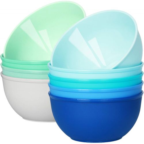  [아마존베스트]Youngever 9 Pack 10 Ounce Plastic Bowls, Kids Plastic Bowls, Set of 9 in 9 Coastal Colors