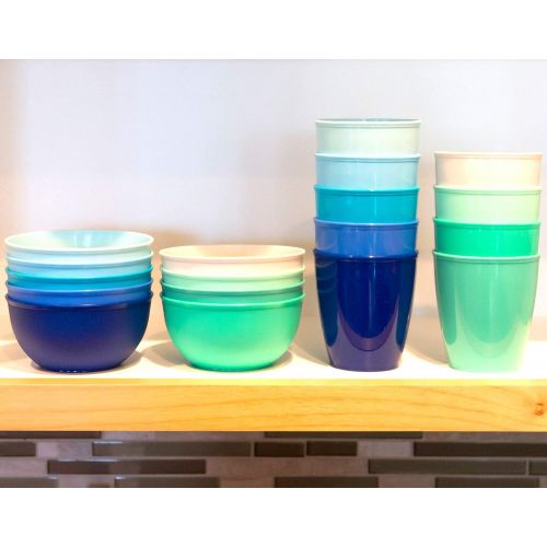  [아마존베스트]Youngever 9 Pack 10 Ounce Plastic Bowls, Kids Plastic Bowls, Set of 9 in 9 Coastal Colors