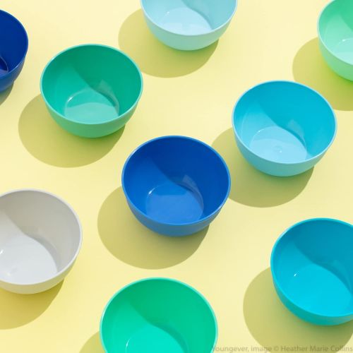  [아마존베스트]Youngever 9 Pack 10 Ounce Plastic Bowls, Kids Plastic Bowls, Set of 9 in 9 Coastal Colors