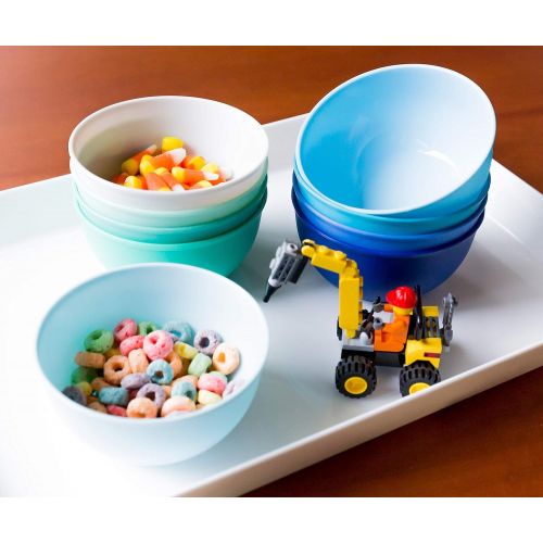  [아마존베스트]Youngever 9 Pack 10 Ounce Plastic Bowls, Kids Plastic Bowls, Set of 9 in 9 Coastal Colors