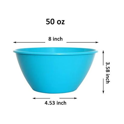  [아마존베스트]Youngever 50 ounce Plastic Bowls, Large Cereal Bowls, Large Soup Bowls, Microwave Safe, Dishwasher Safe, Set of 9 in 9 Assorted Colors