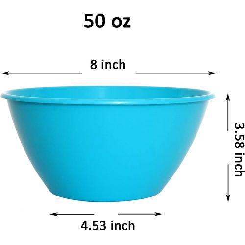  [아마존베스트]Youngever 50 ounce Plastic Bowls, Large Cereal Bowls, Large Soup Bowls, Microwave Safe, Dishwasher Safe, Set of 9 in 9 Assorted Colors